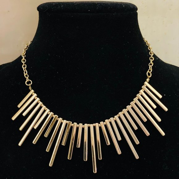 Fabulous Abstracted Necklace In Gold Bars, 17 inches. /N112 - Picture 1 of 4